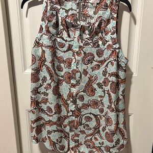 Candie's Floral Button-Up Blouse - Mint and Coral